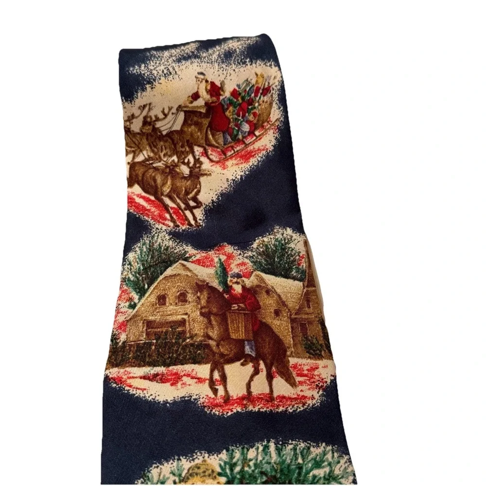 VTG Robert Talbott Carmel Valley Necktie Men Blue Victorian Christmas Santa Silk